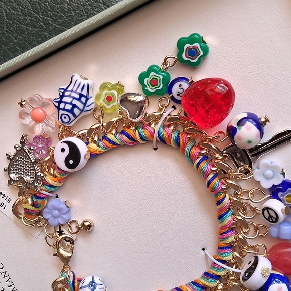 Multicolor Ceramic & Cubic Zirconia Charm Bracelet. NIB. Absolutely Gorgeous!!๐ - Picture 8 of 13